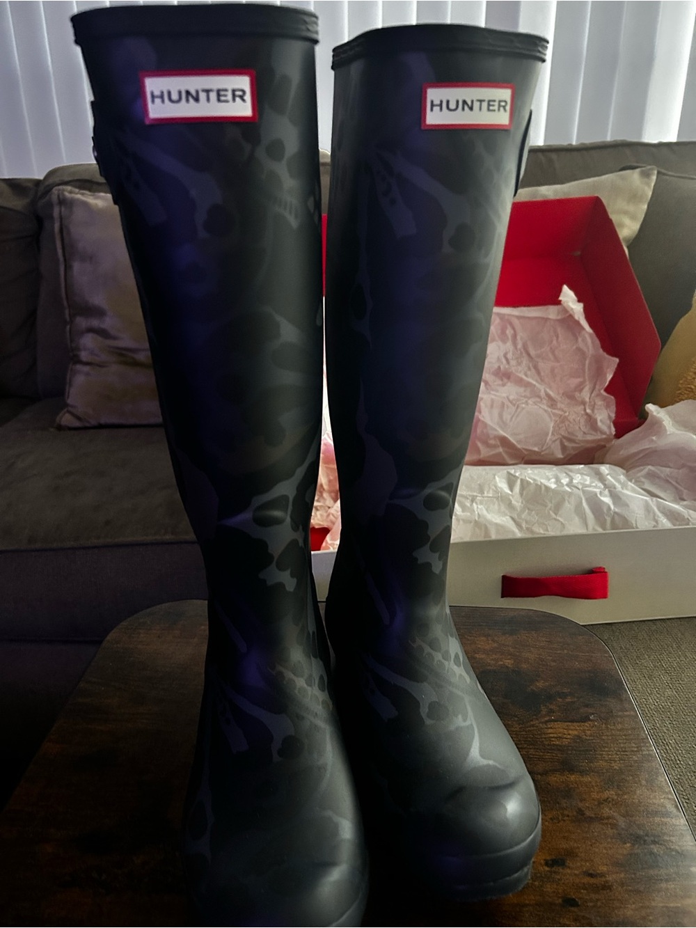 Hunter Women's Blue Camo Tall Rain Boots